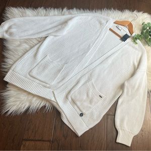 NWT! Hollister Sweater Womens Small White Long Cardigan Open Front Long …